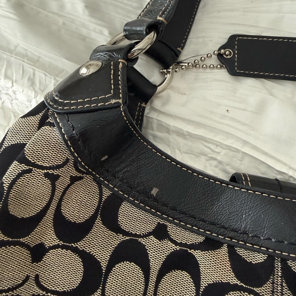 Coach Black and grey Signature Shoulder Hobo - Picture 7 of 9